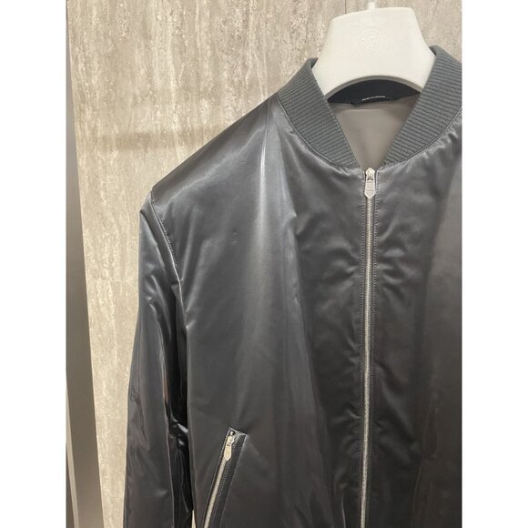 Hermes Mens Black Satin Bomber Jacket With Zippered Pockets & Ribbed Collar/Cuff - Picture 5 of 12